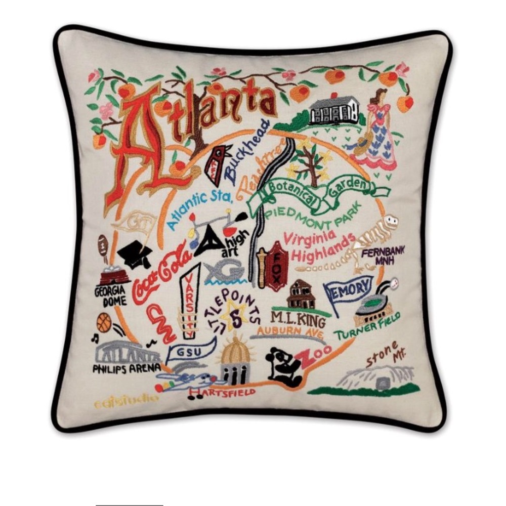 Cat Studio Atlanta pillow embroidered NWT 22x22